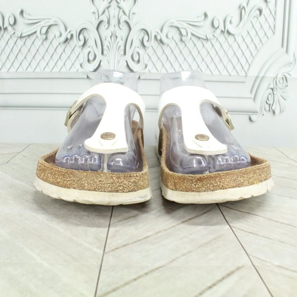 Birkenstock Birko Flor Gizeh White Leather Thong Sandals Size US 8 - Picture 4 of 9